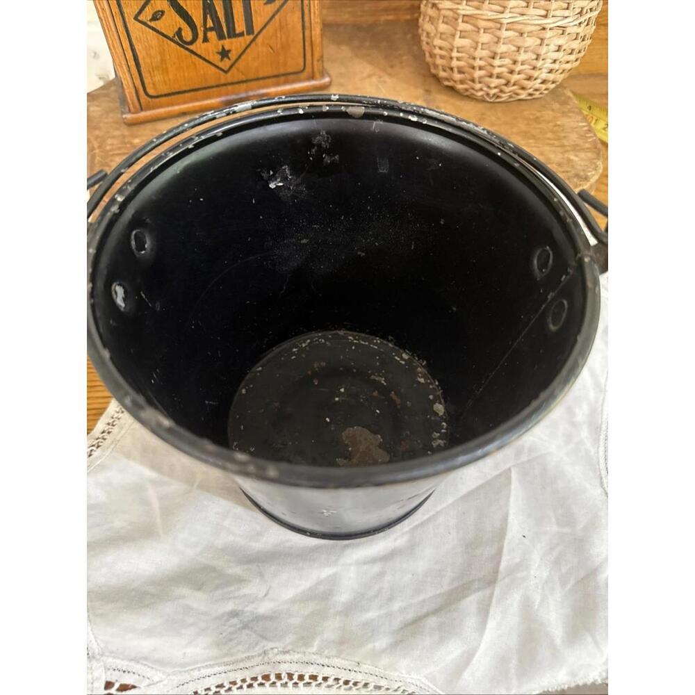 VTG Hand Painted Tole Pail Bucket Bird Folk Art Shabby Country Farm Primitive - Picture 6 of 9